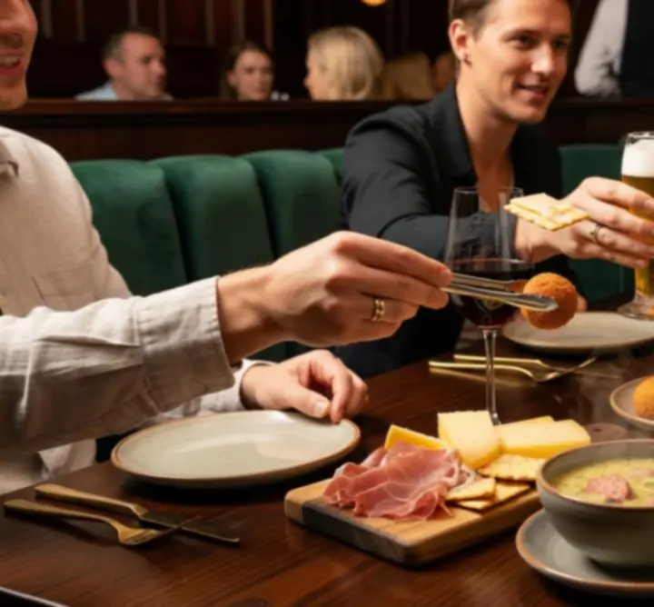 Gerechten en drankjes die gedeeld worden aan tafel